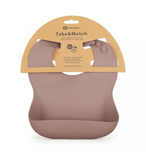 Petite& Mars Take&Match - śliniak silikonowy 6m+ | Velvet Latte